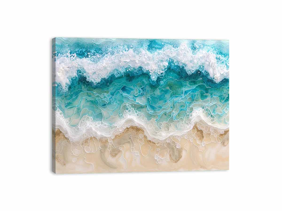 Birds Eye View Beach Canvas  Painting Print