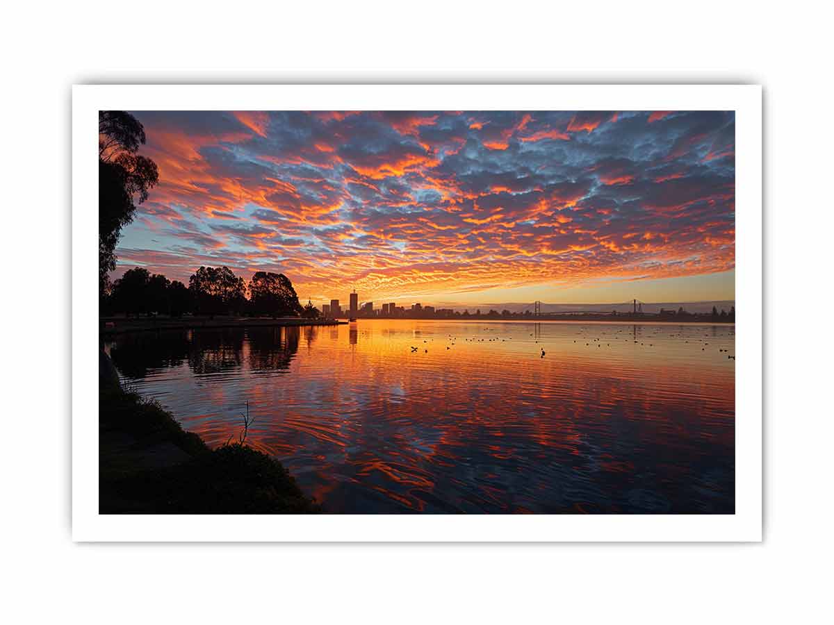 River Sunset Art Canvas Print
