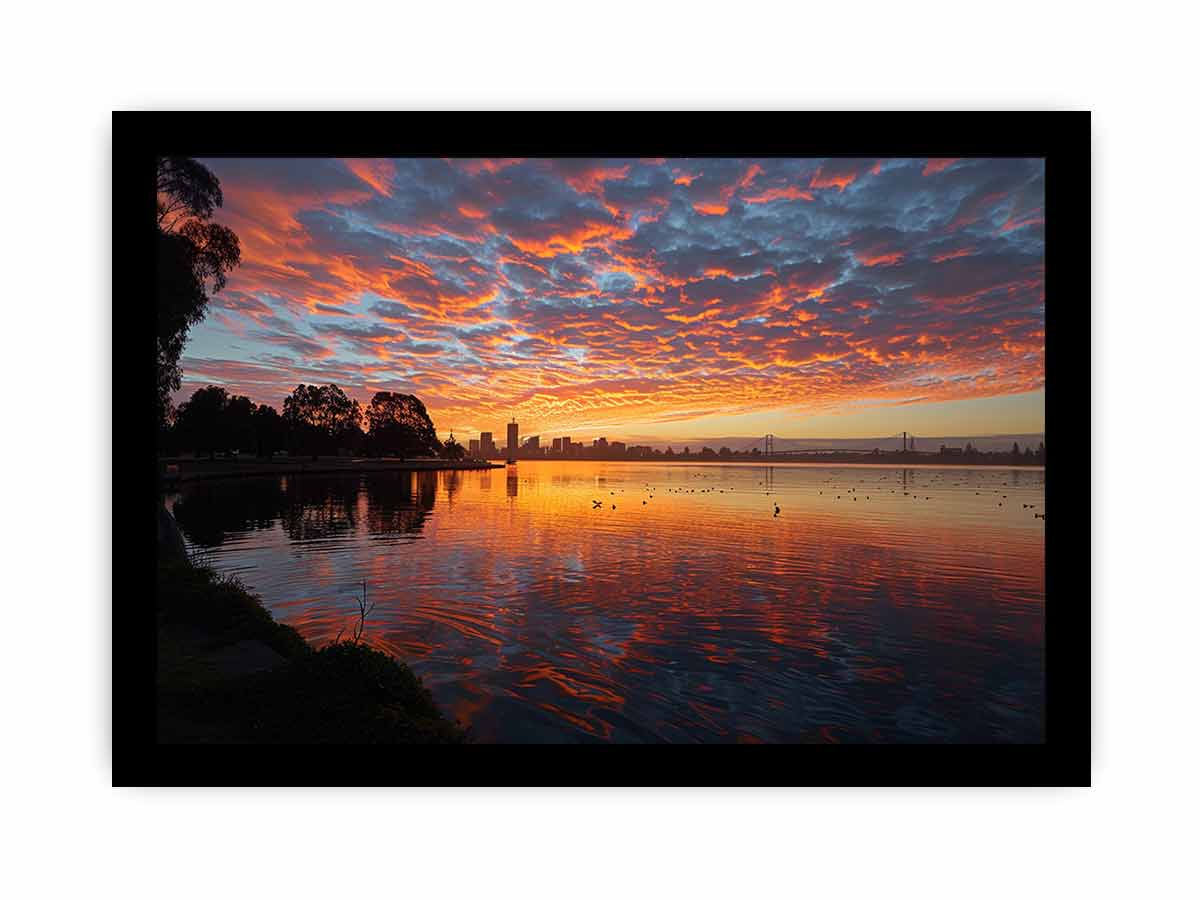 River Sunset Art Canvas Print