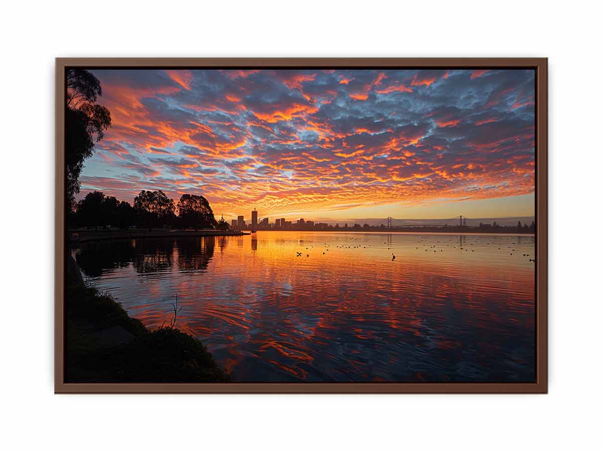 River Sunset Art Canvas Print