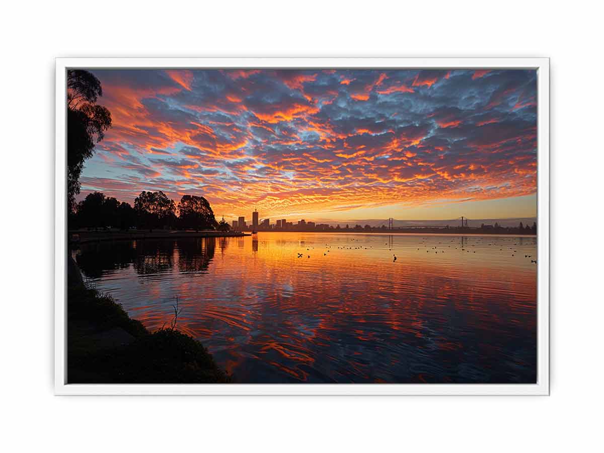 River Sunset Art Canvas Print