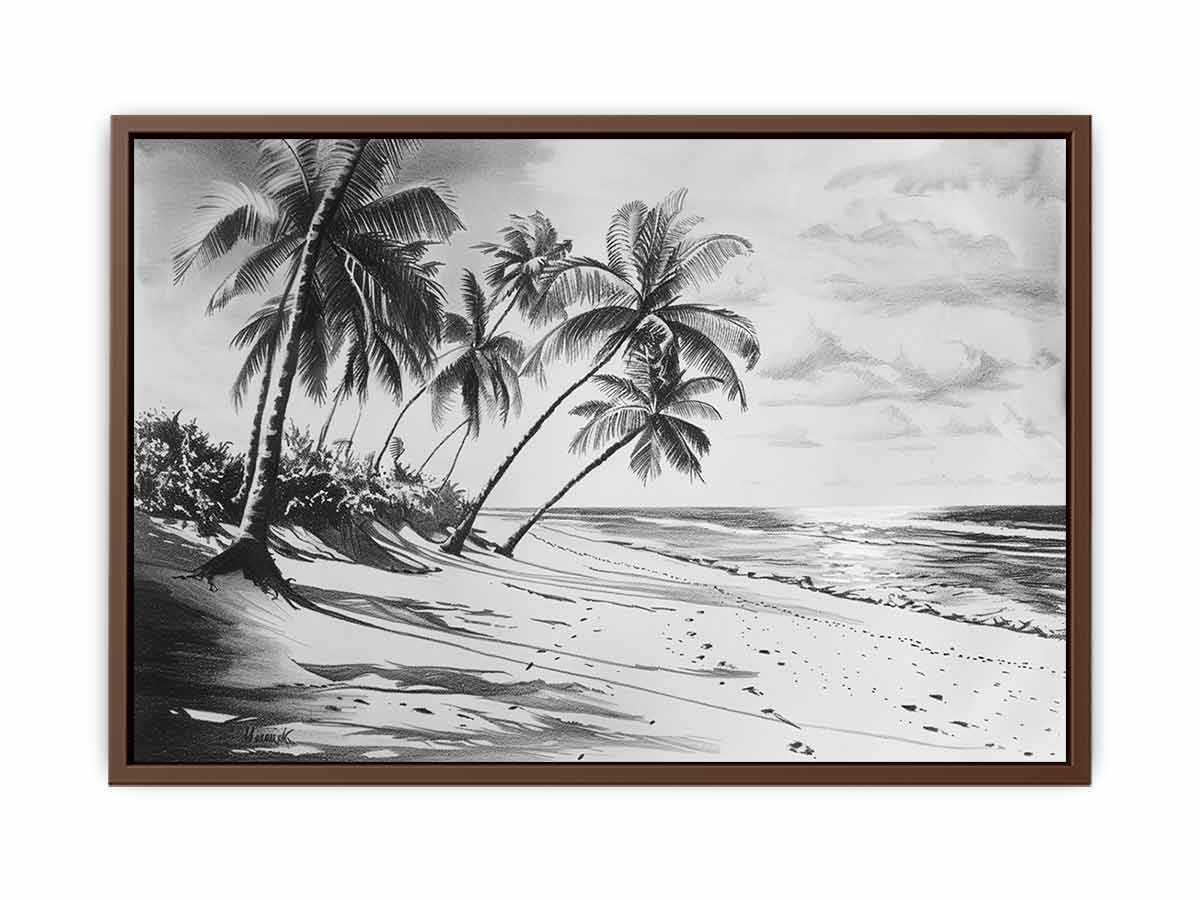 Beach Shore  balck & white  Canvas Art Print