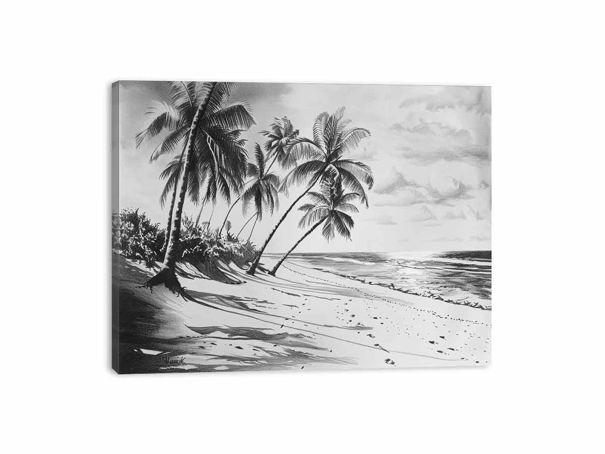 Beach Shore  balck & white  Canvas Art Print