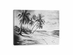 Beach Shore  balck & white  Canvas Art Print