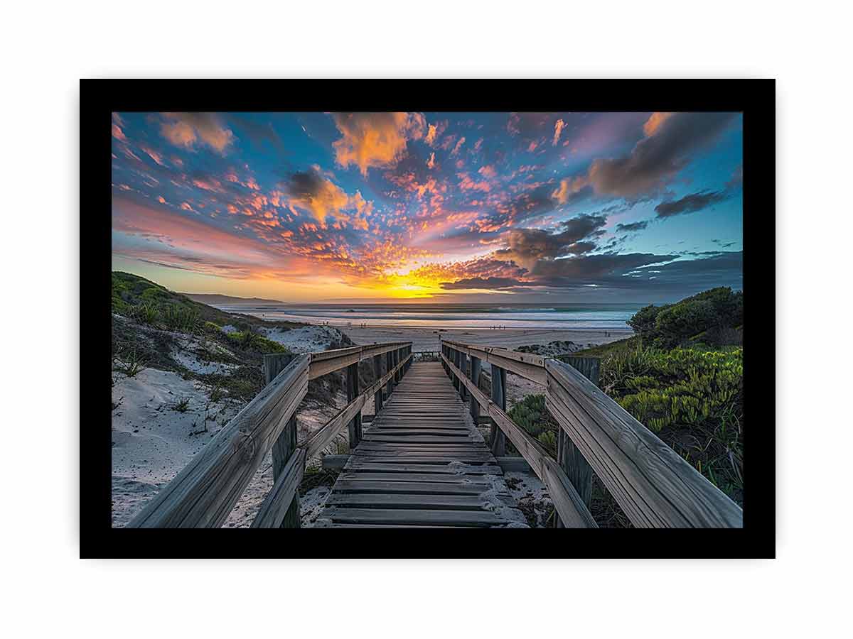 Walkway To Beach Canvas Painting Art Print