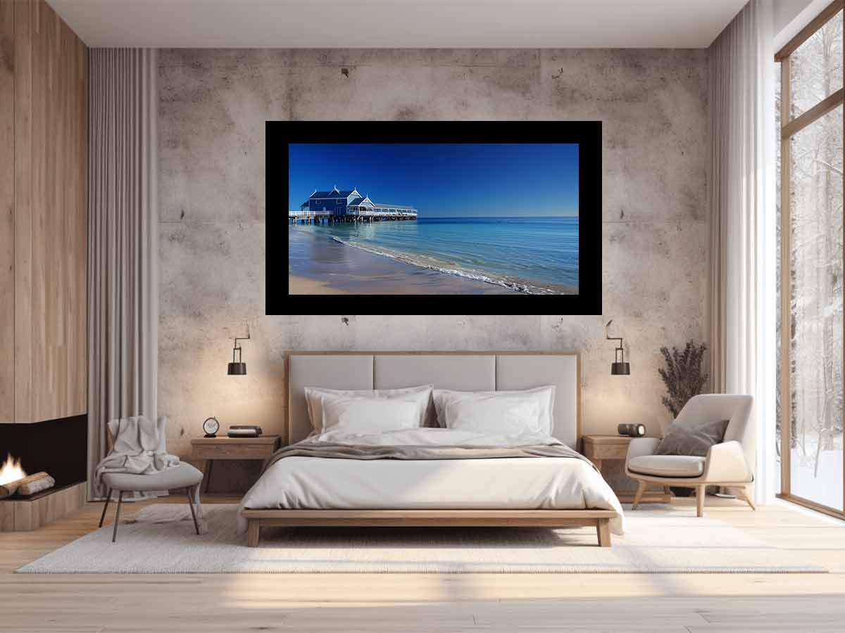 Blue Beach House  Jetty Canvas Print