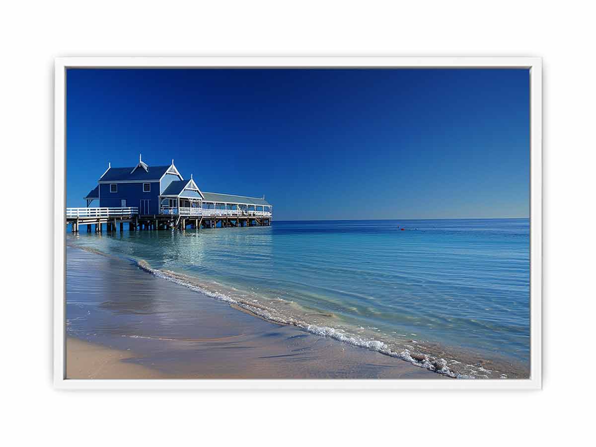 Blue Beach House  Jetty Canvas Print