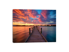 Jetty Sunset Art Canvas Print