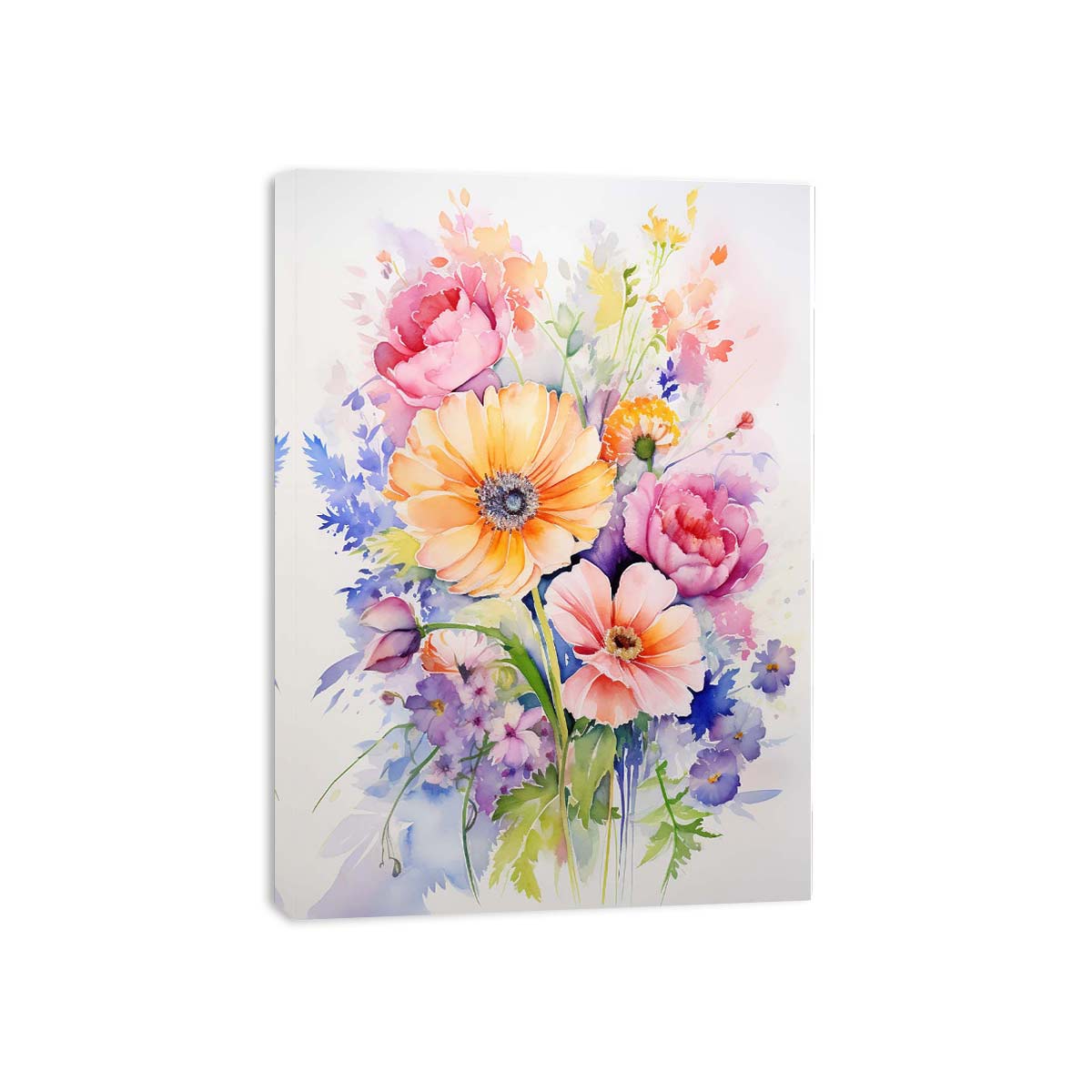 Watercolor Flowers  painting Canvas Print