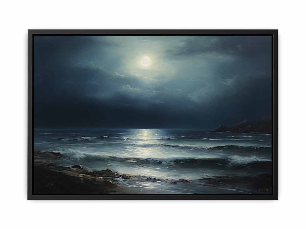 Moon and beach  Canvas painting & Art Print
