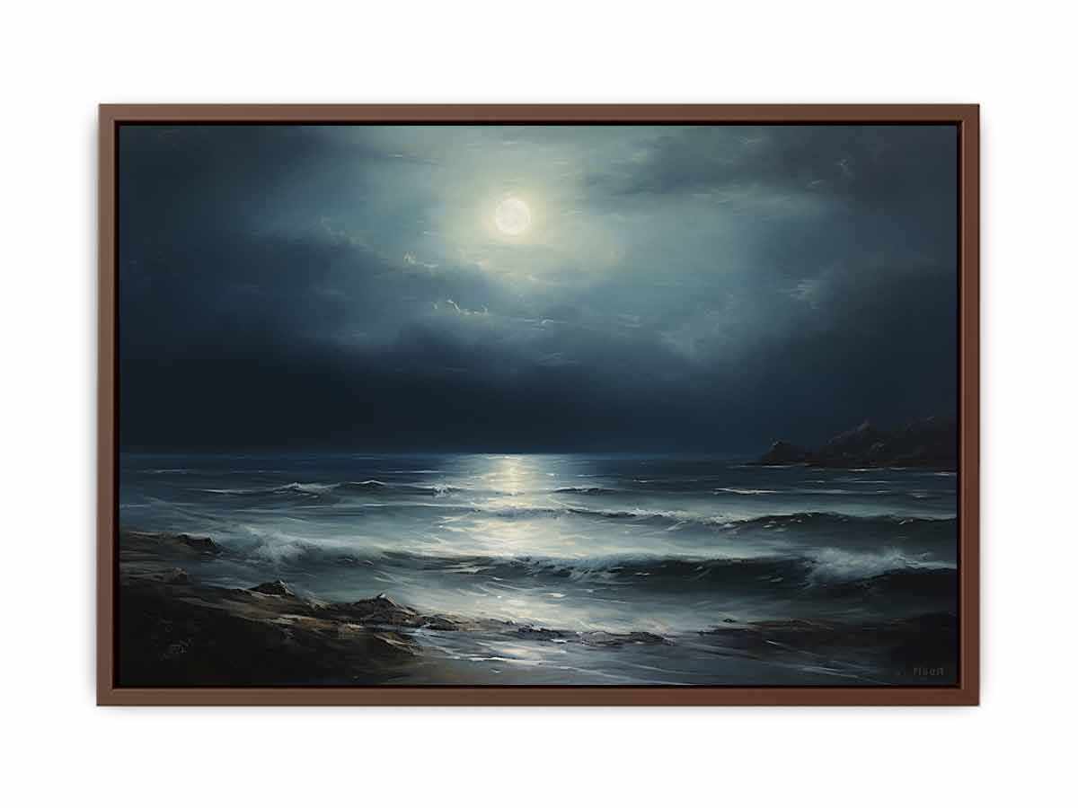 Moon and beach  Canvas painting & Art Print