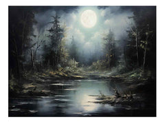 Moonlight  Landscape Canvas Painting & Print