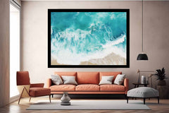 Teal Ocean Artwork Canvas Print