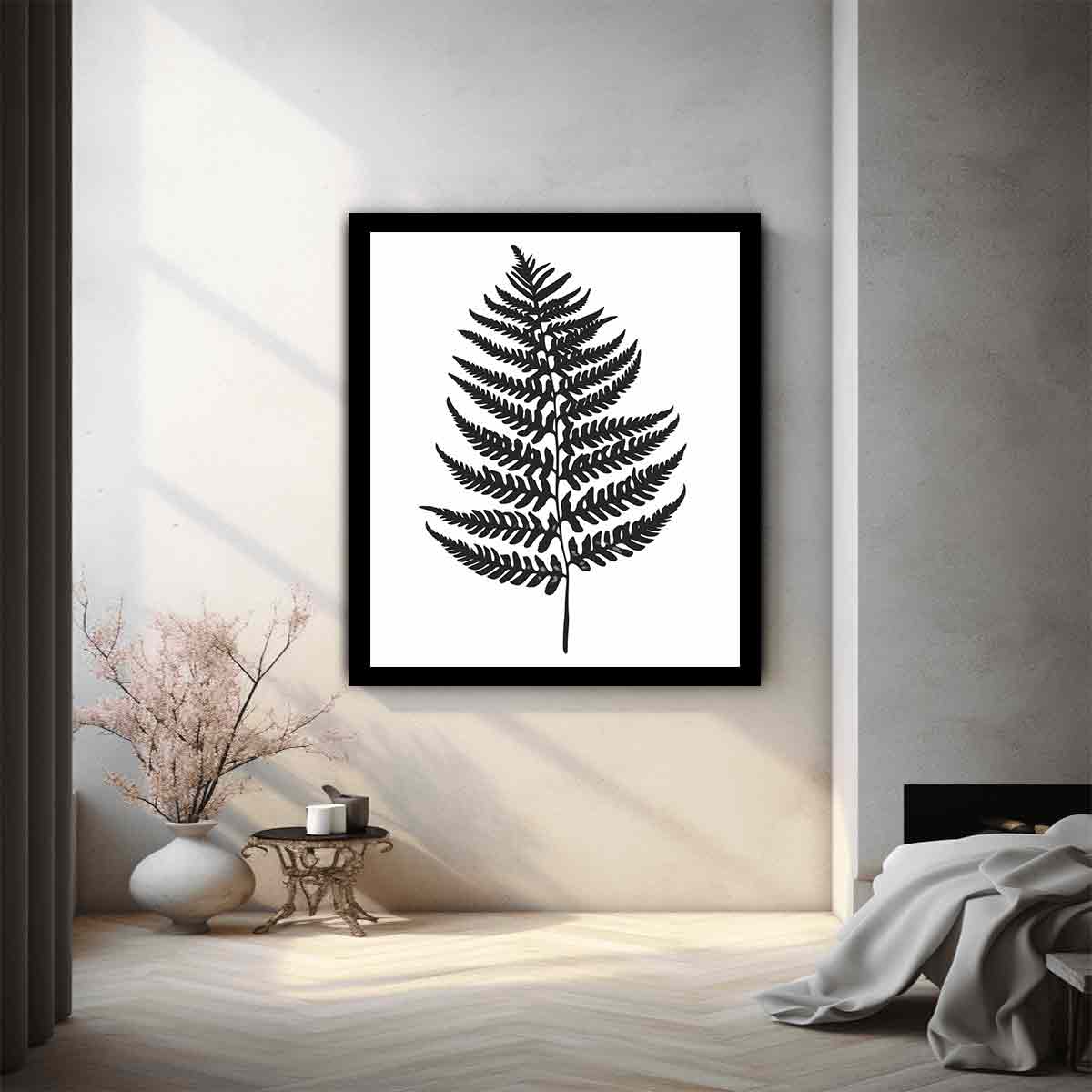 Fern Leaf  black & white Canvas Print