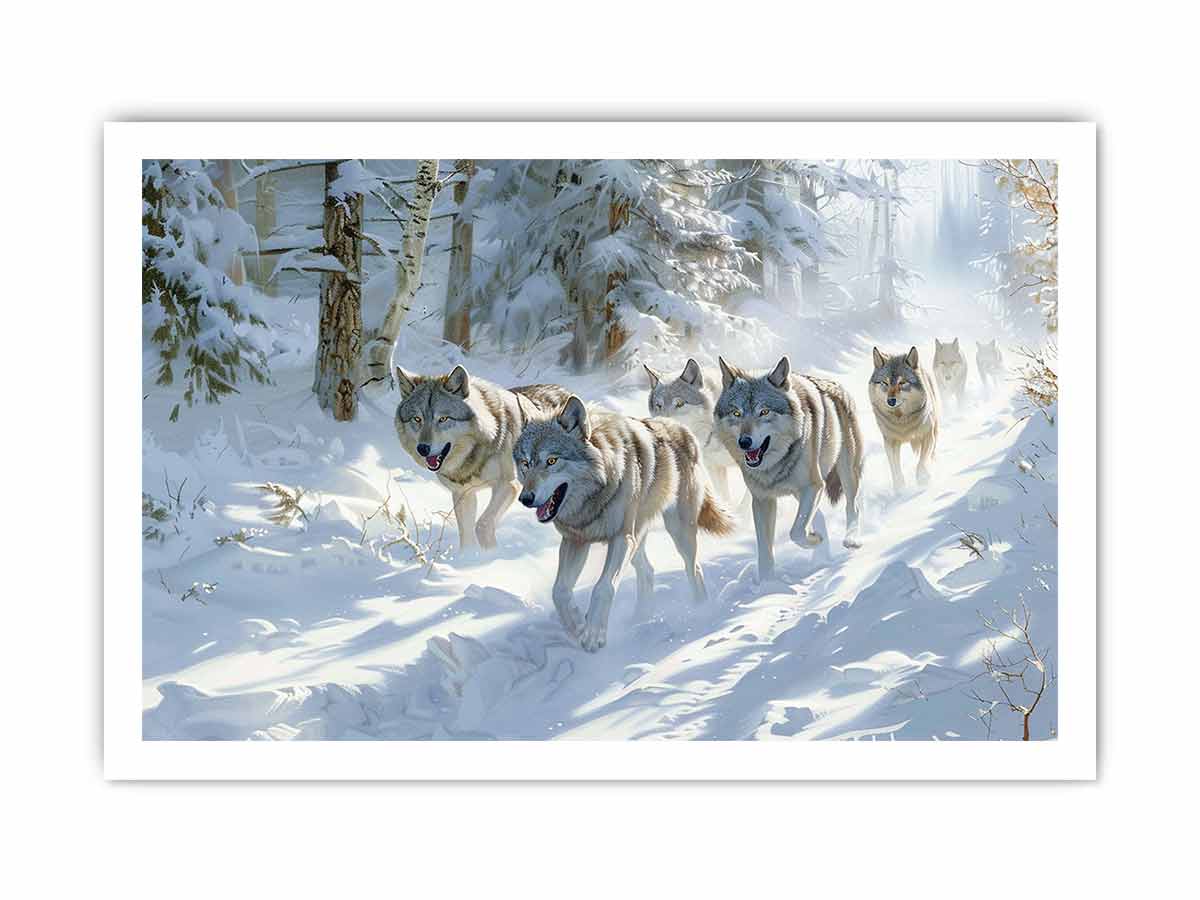 Wolfs in snow  Canvas Print