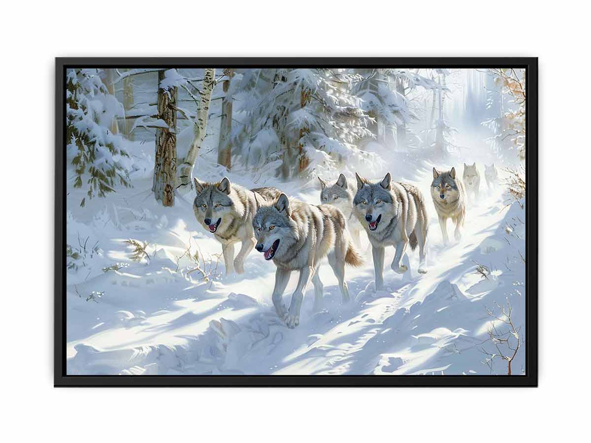 Wolfs in snow  Canvas Print