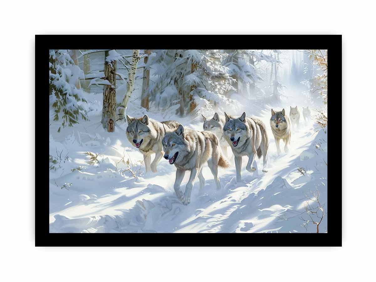 Wolfs in snow  Canvas Print