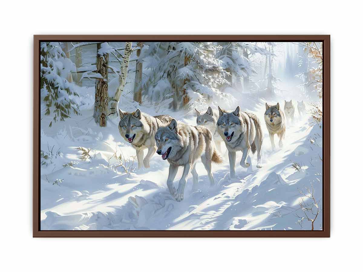 Wolfs in snow  Canvas Print