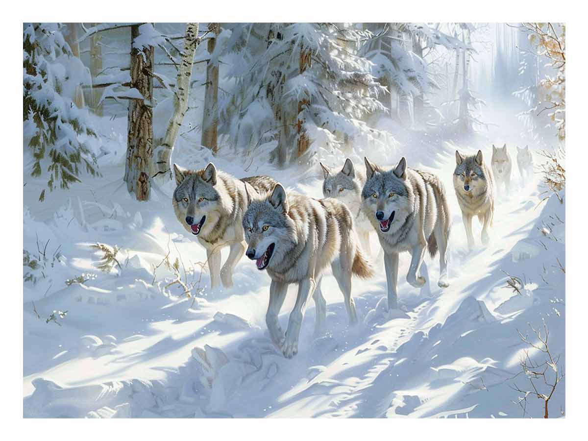 Wolfs in snow  Canvas Print