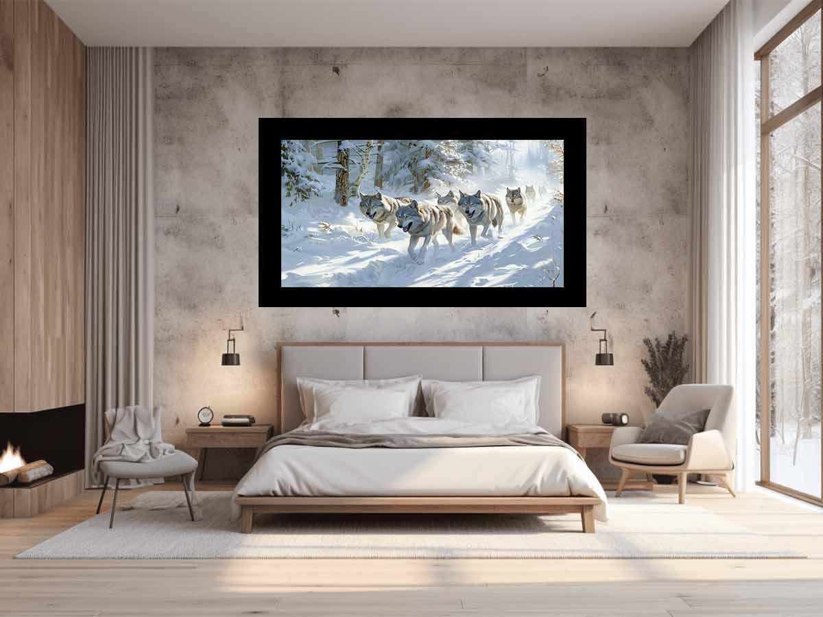 Wolfs in snow  Canvas Print