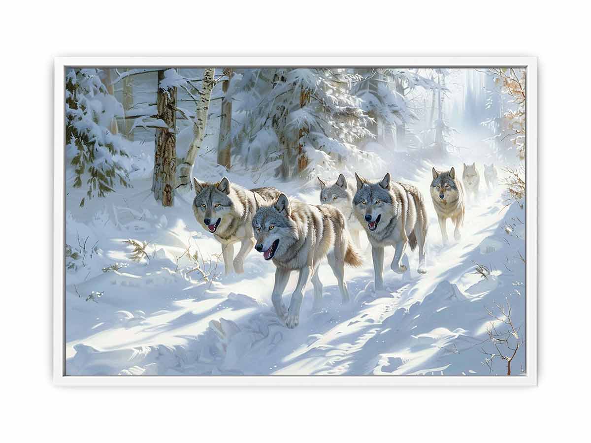 Wolfs in snow  Canvas Print