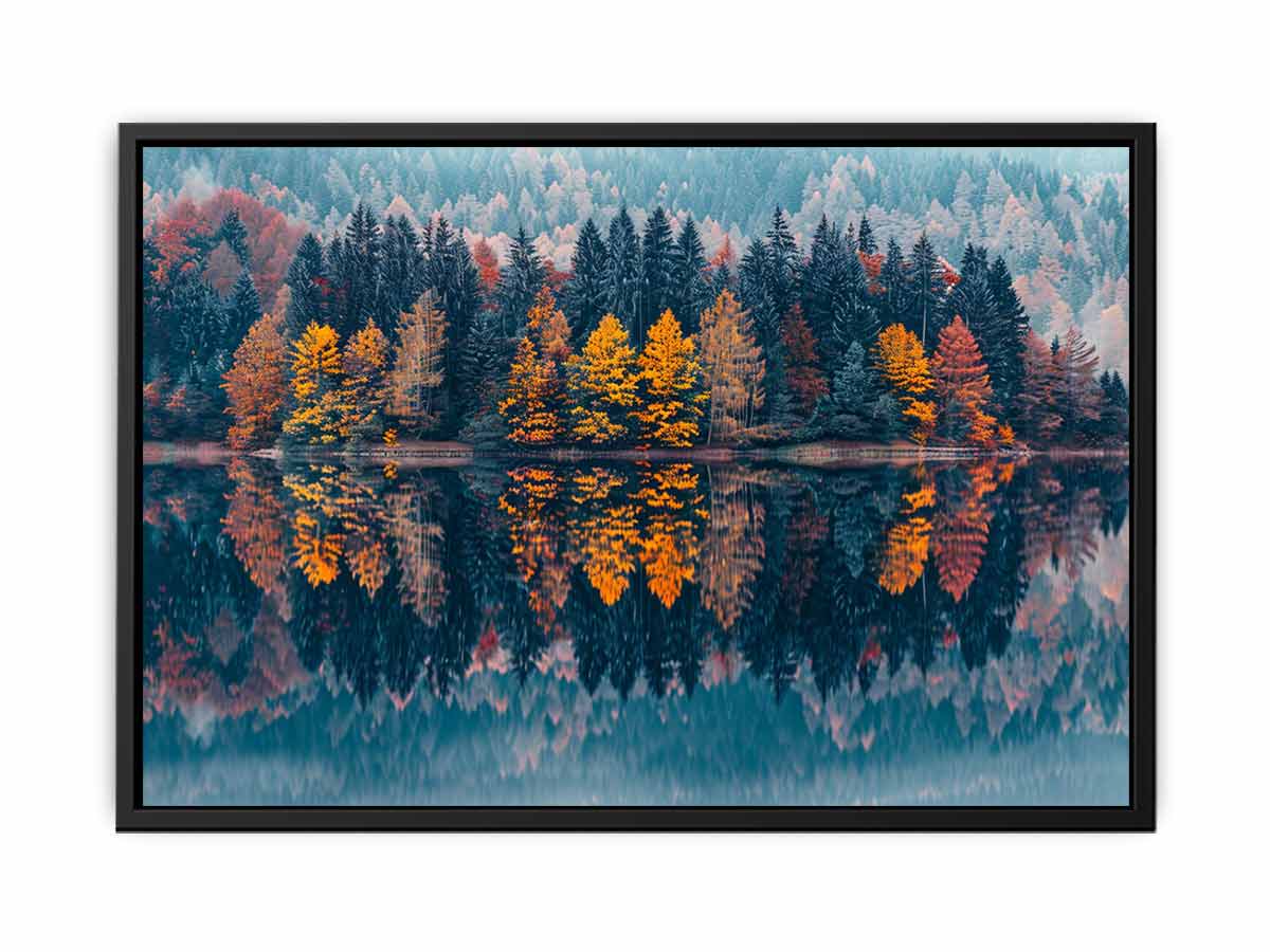 Autum  Forest Lake Canvas painting Print