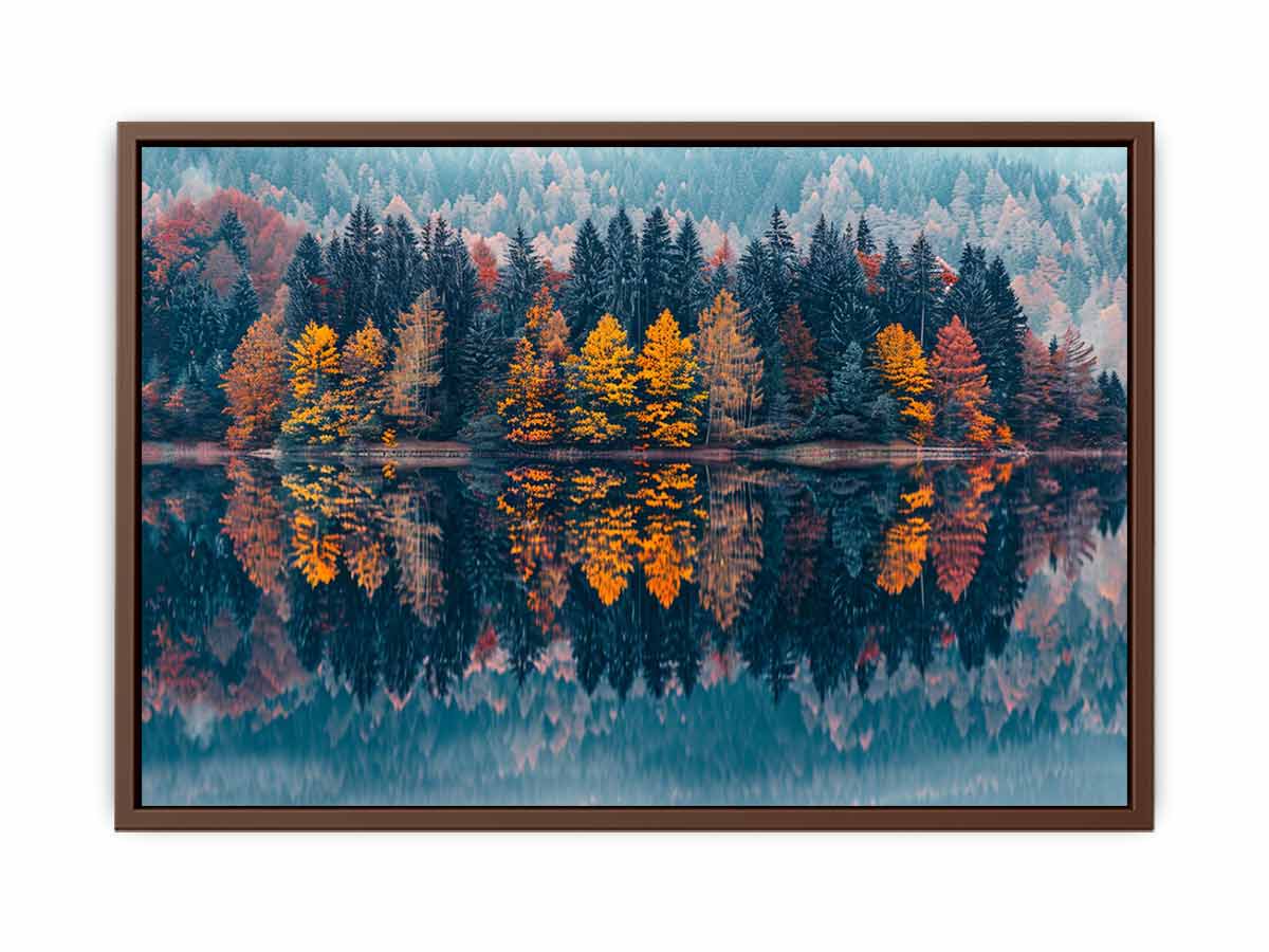 Autum  Forest Lake Canvas painting Print