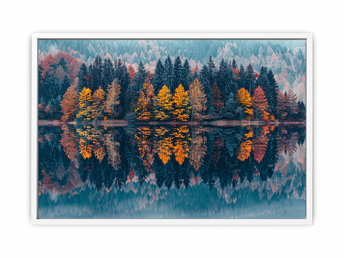 Autum  Forest Lake Canvas painting Print