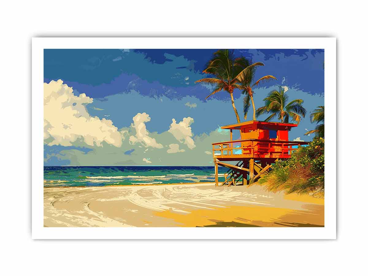 Beach Life Guard  Canvas Painting  Print