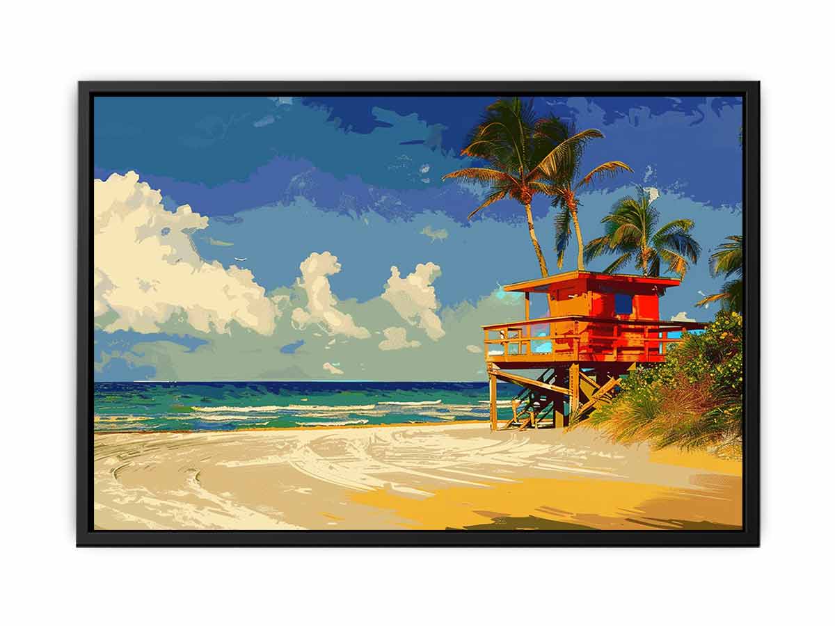 Beach Life Guard  Canvas Painting  Print
