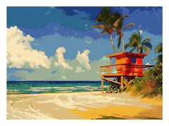 Beach Life Guard  Canvas Painting  Print