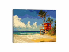 Beach Life Guard  Canvas Painting  Print