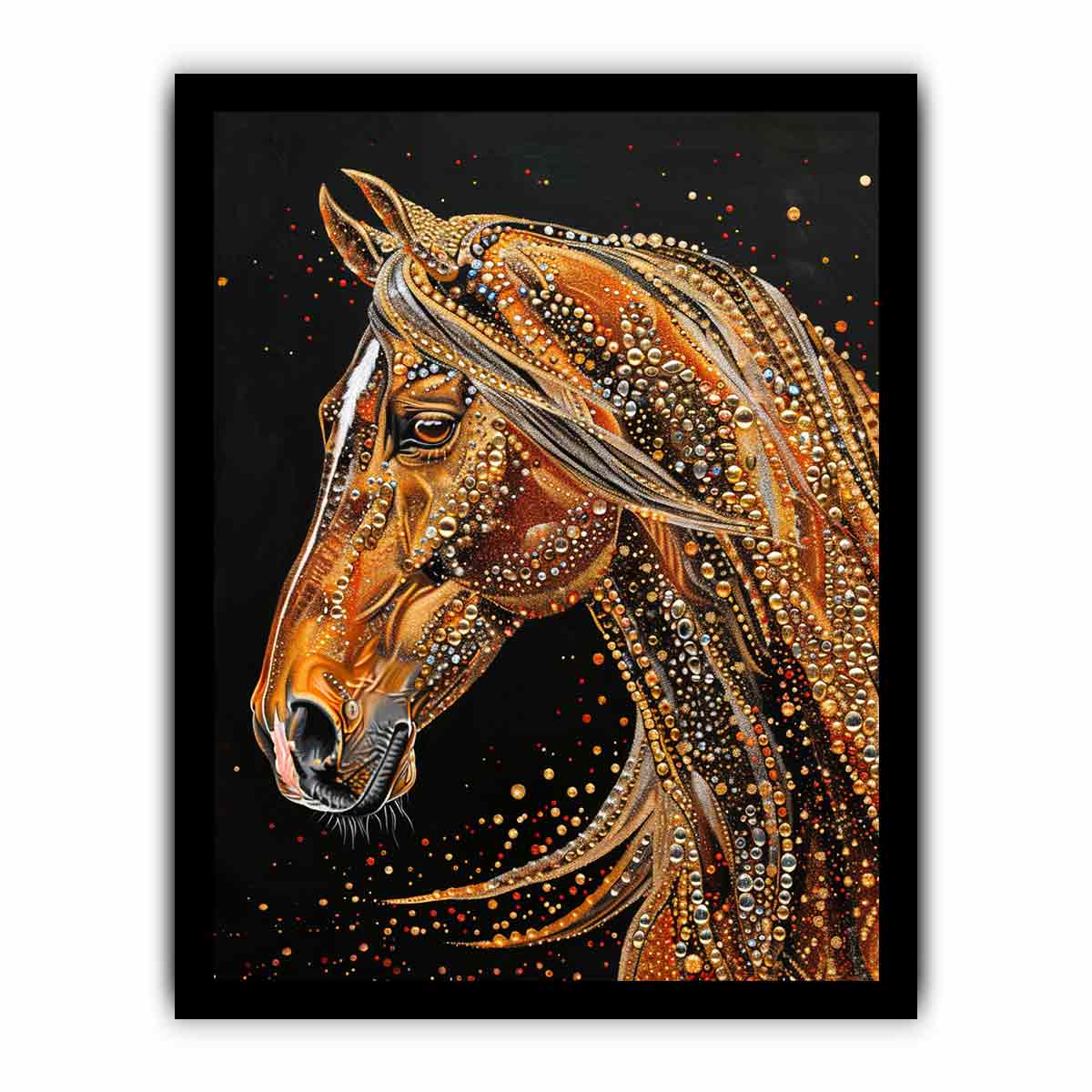 Golden Horse  Canvas Painting  Print