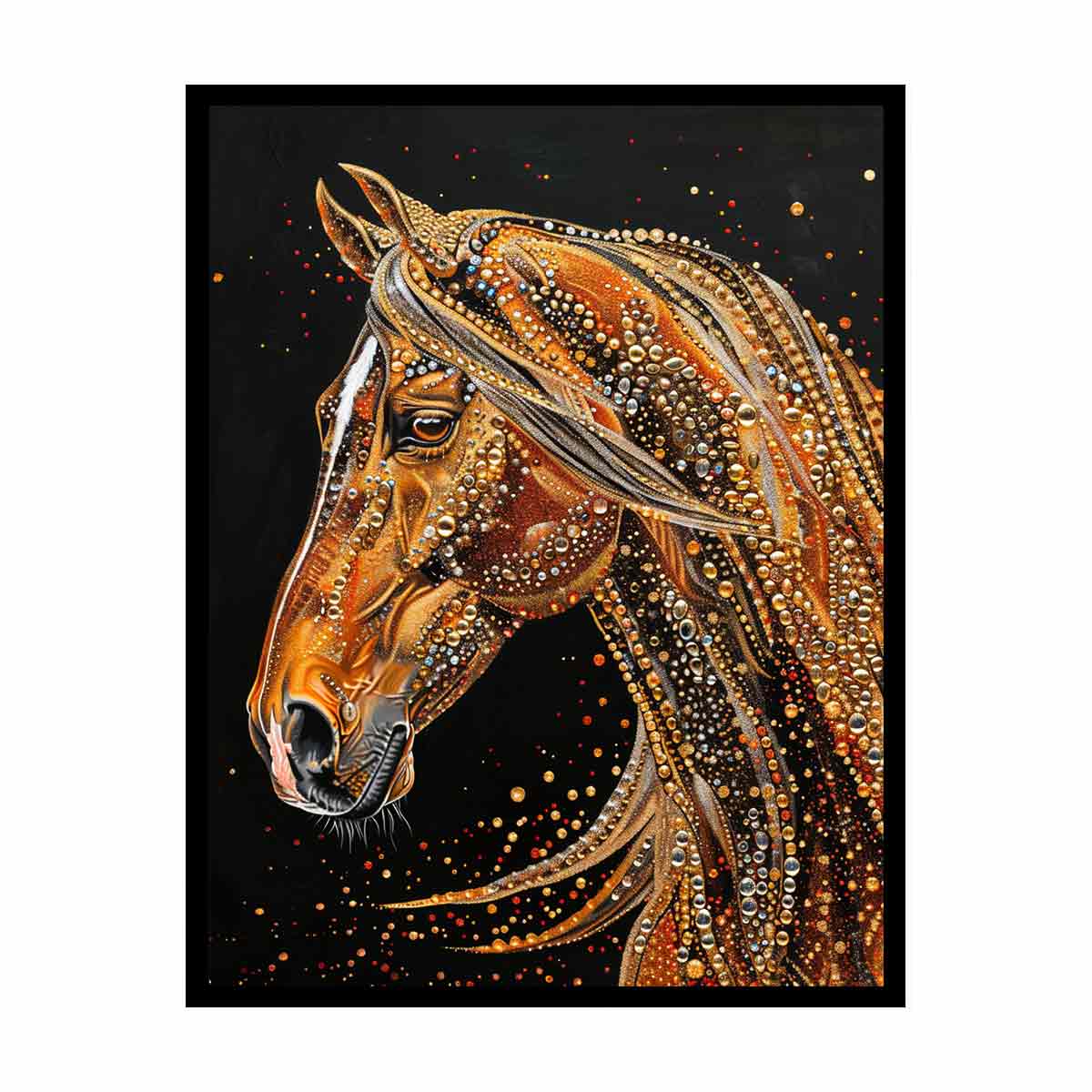 Golden Horse  Canvas Painting  Print