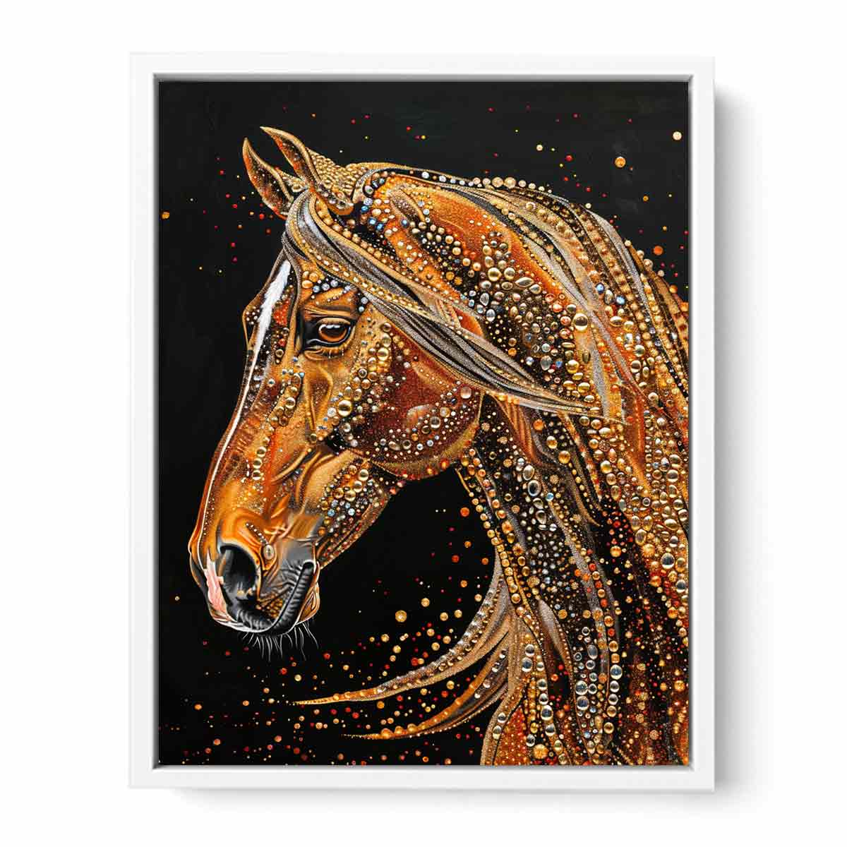Golden Horse  Canvas Painting  Print
