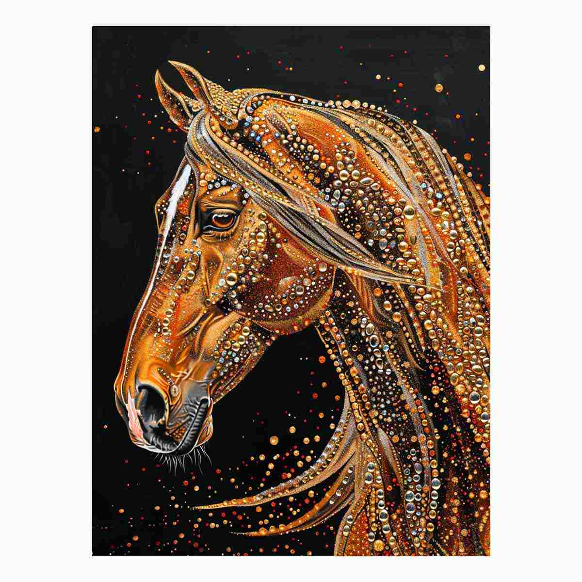 Golden Horse  Canvas Painting  Print
