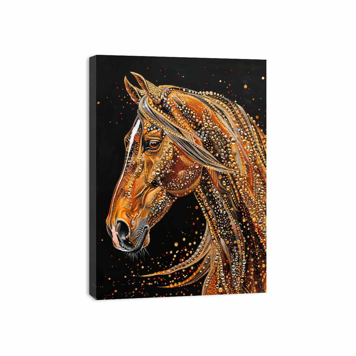 Golden Horse  Canvas Painting  Print