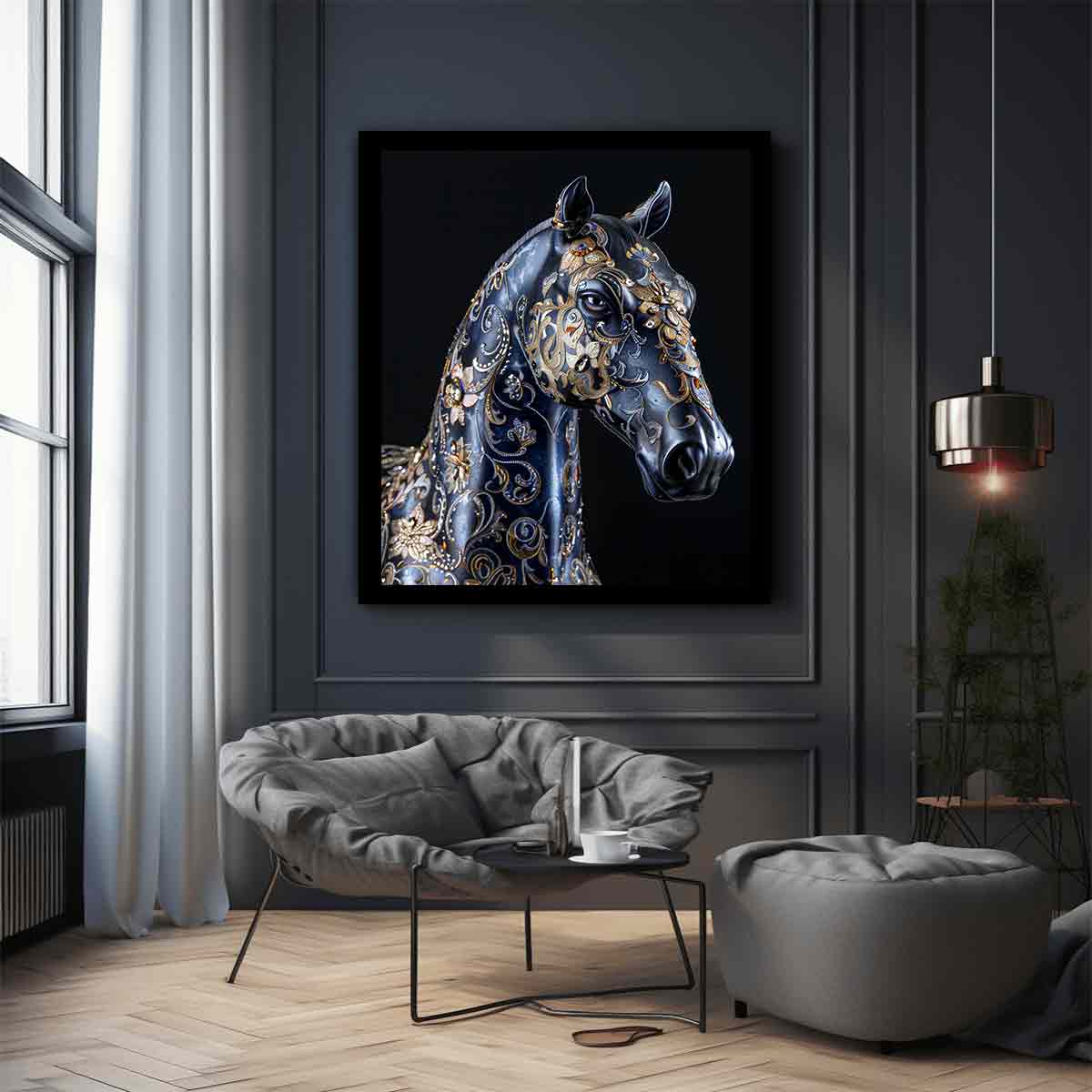 Blue Horse Canvas Painting  Print