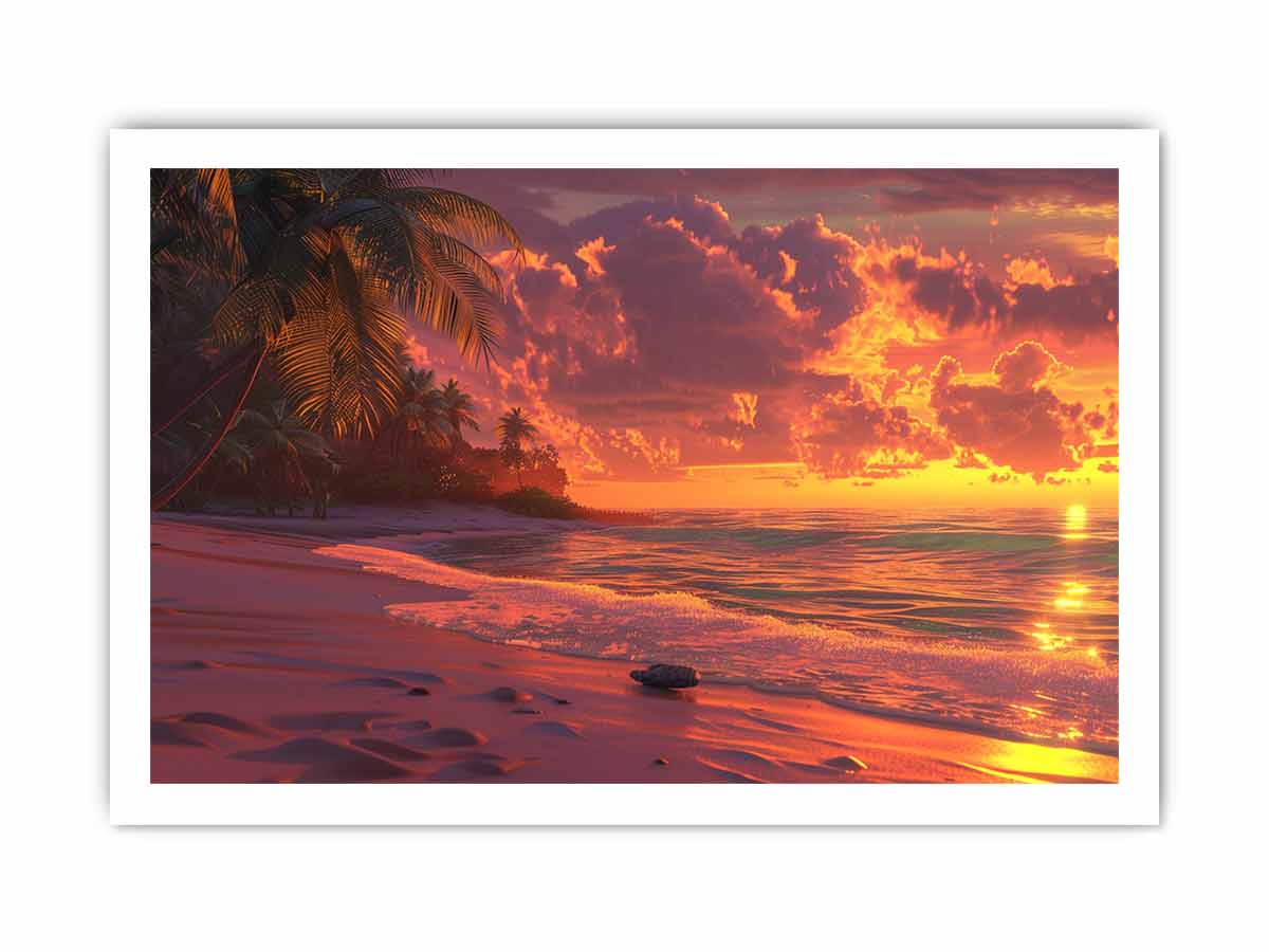 Sunrise Sunset Beach Scene  Canvas painting