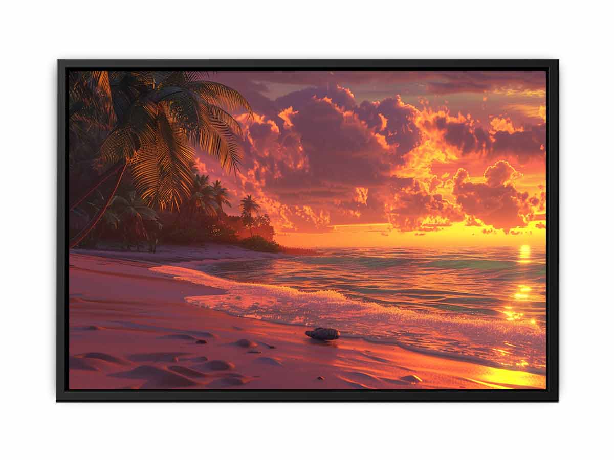 Sunrise Sunset Beach Scene  Canvas painting