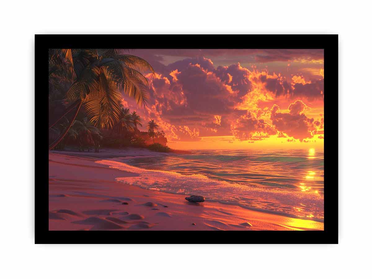 Sunrise Sunset Beach Scene  Canvas painting