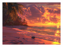 Sunrise Sunset Beach Scene  Canvas painting