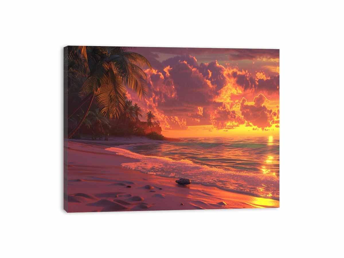 Sunrise Sunset Beach Scene  Canvas painting