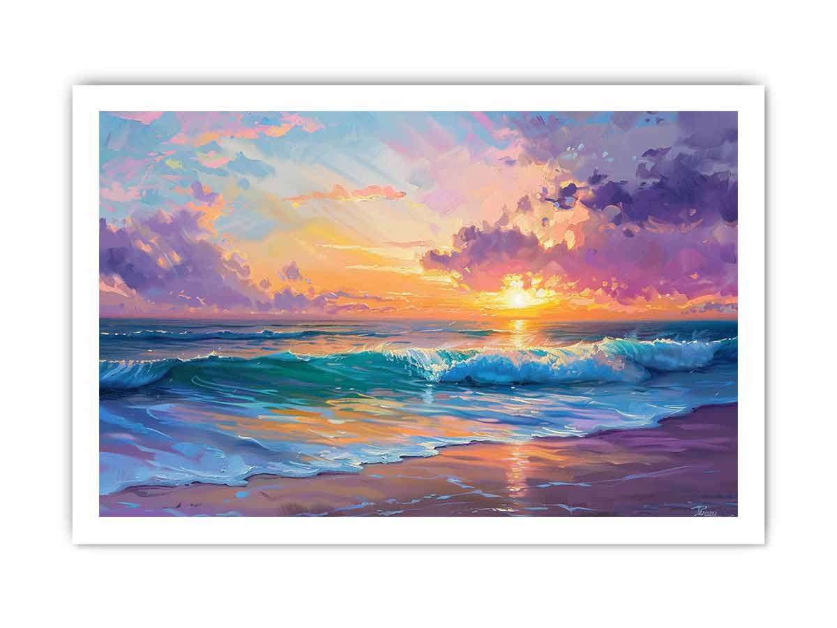 Beach sunset  Canvas Painting  Print