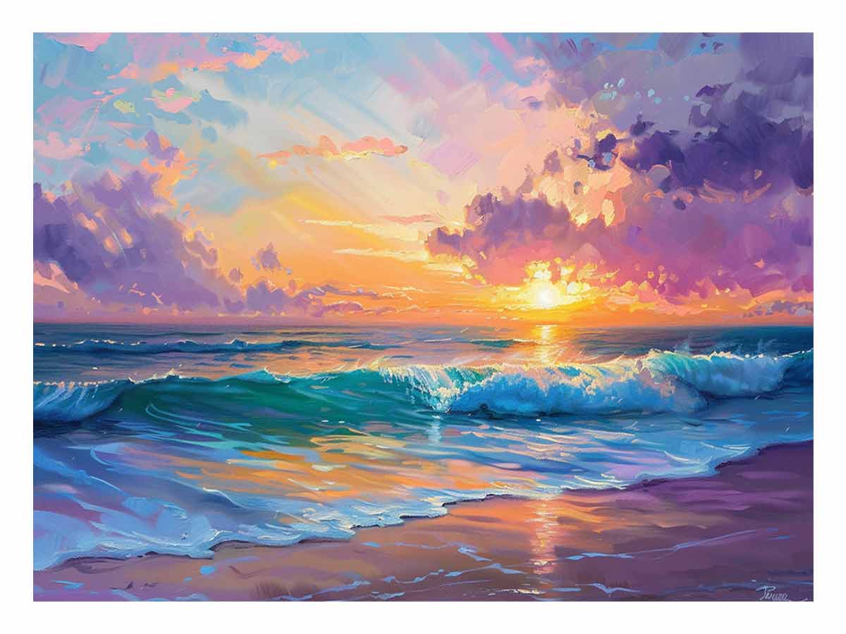 Beach sunset  Canvas Painting  Print
