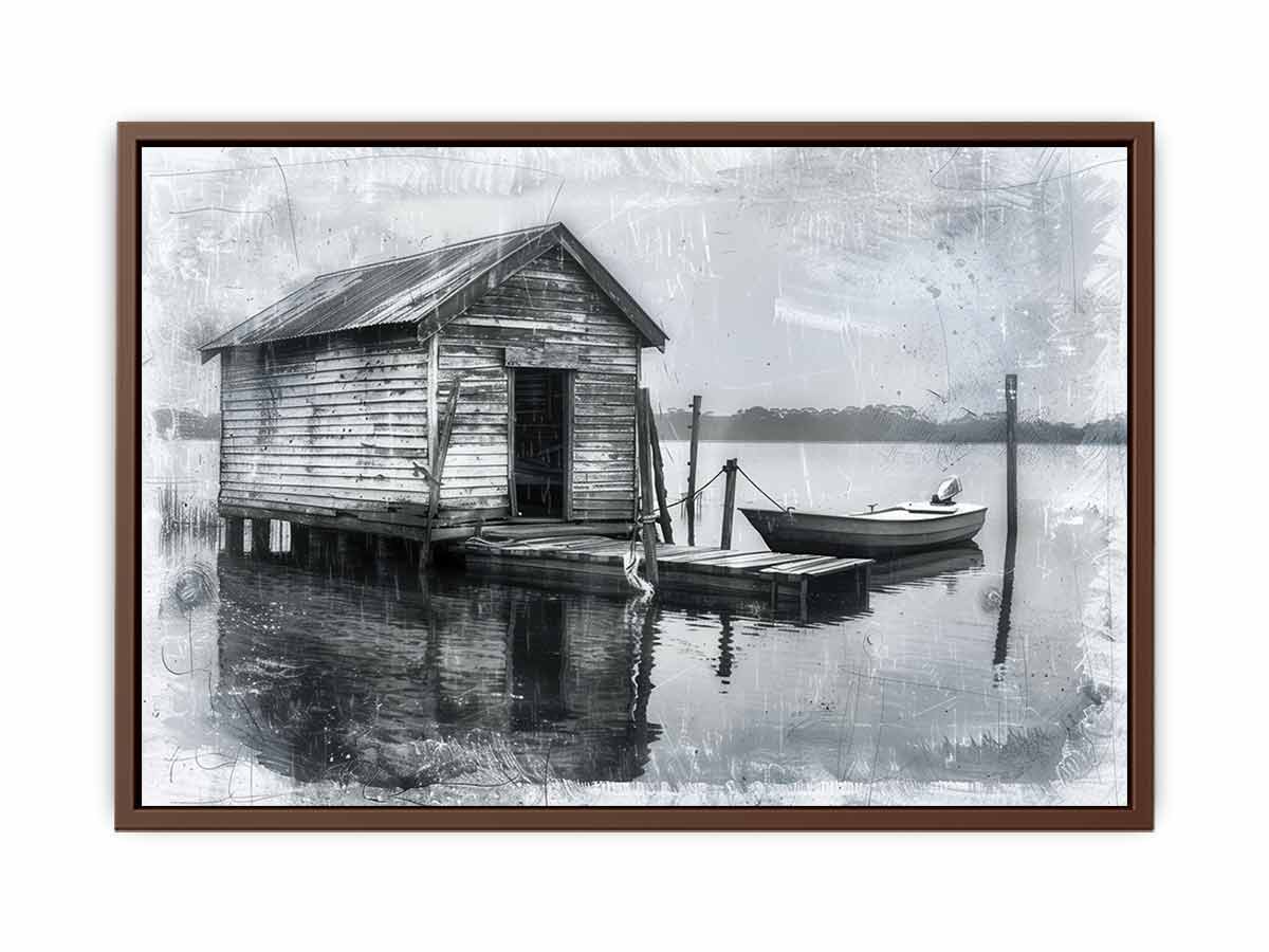 Fishing Shack  balck & white  Canvas Print