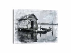 Fishing Shack  balck & white  Canvas Print