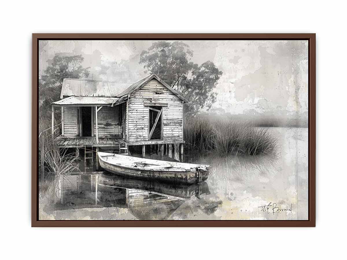 Fishing Shack  Black white Photography Art print