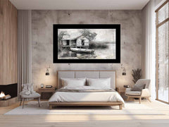 Fishing Shack  Black white Photography Art print