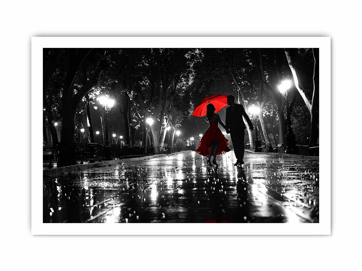 Rainy Day Couple Dance painting   Canvas Print
